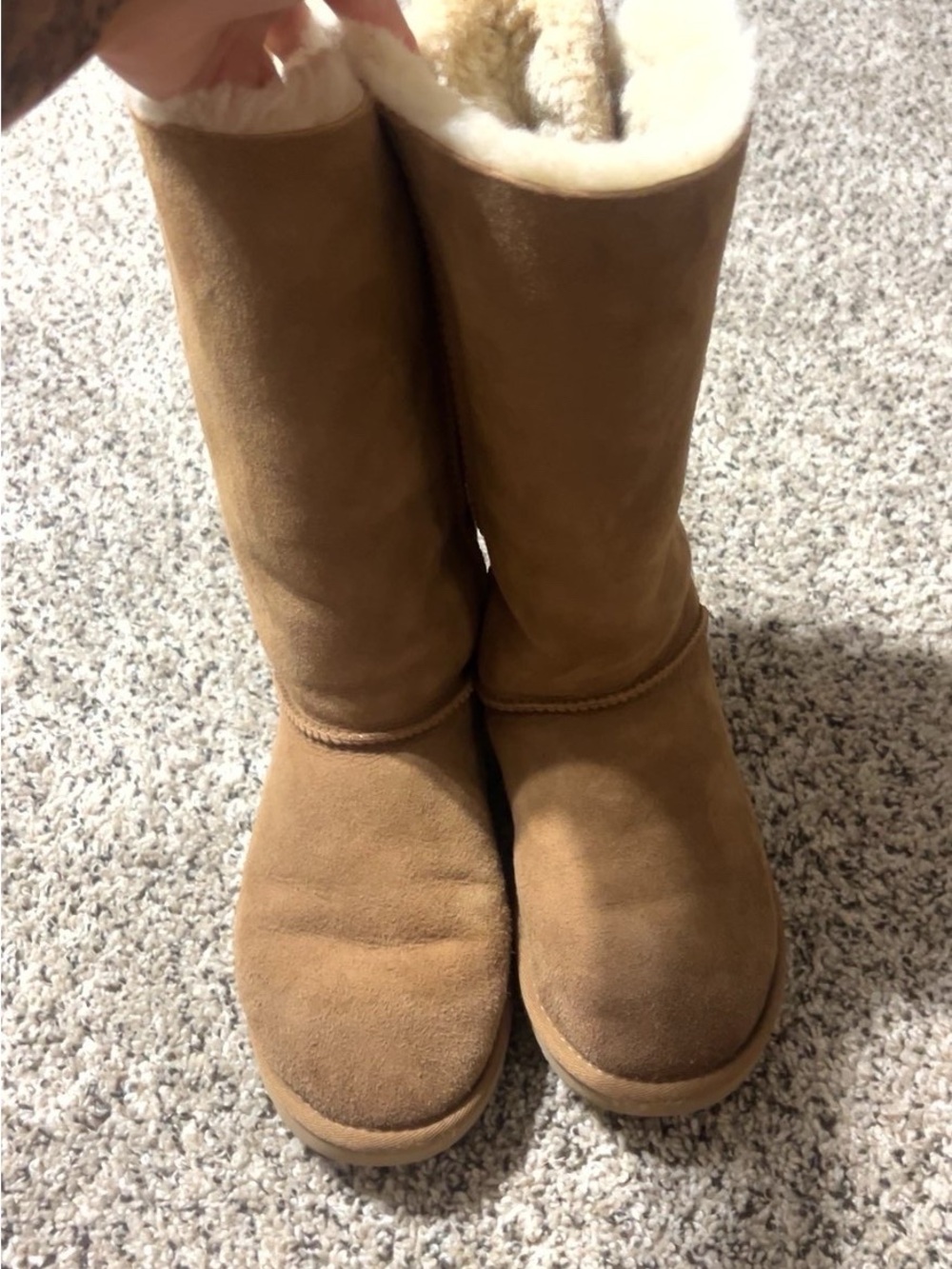 UGG Tall Shearling-Lined Suede Boots - Chestnut Brown